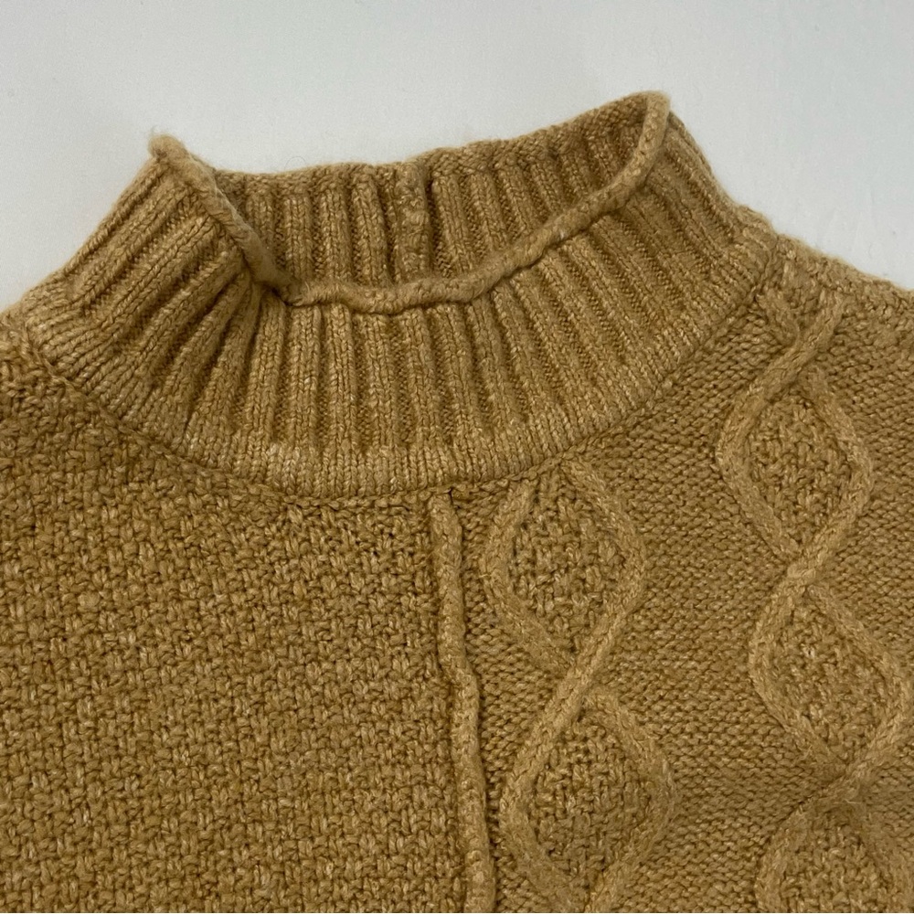 American Eagle Camel Brown Patchwork Cable Knit L… - image 3